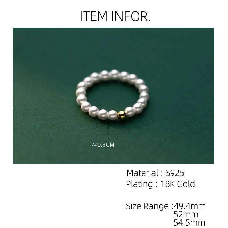 US-Size 49-54mm Pearl Bead Silver Ring Korean 925 Women Finger Rings For Women 925 Silver Jewelry Chain 925 Silver Ring Female H260328