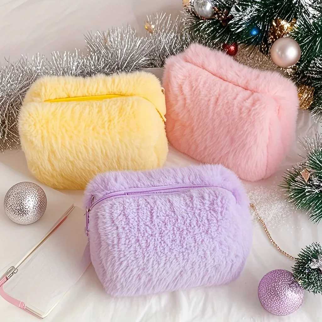 Comfortable Winter Plush Cosmetics Storage Bag - Portable Cosmetics Storage Bag Tote Bag Stationery Pencil Case D260328