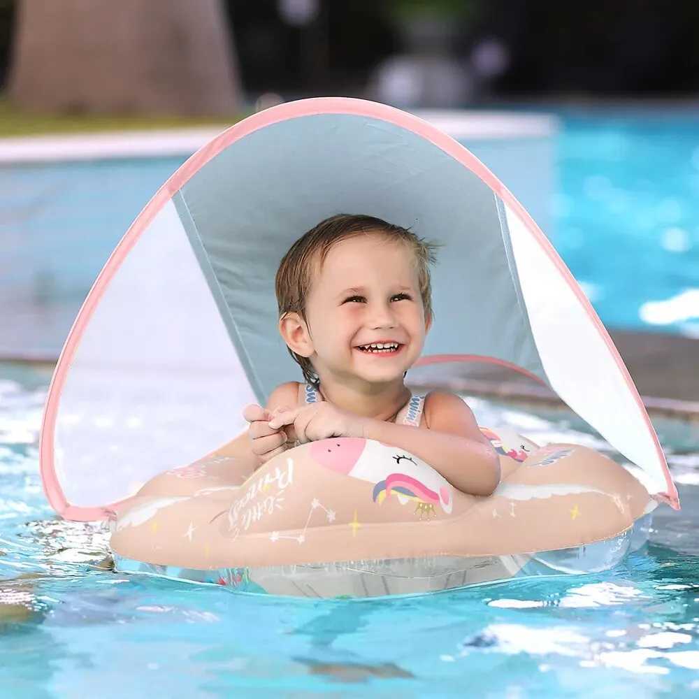 Baby Swimming Float With Canopy Inflatable Infant Ring Kids Pool Accessories Circle Bathing Summer Toys Z260328
