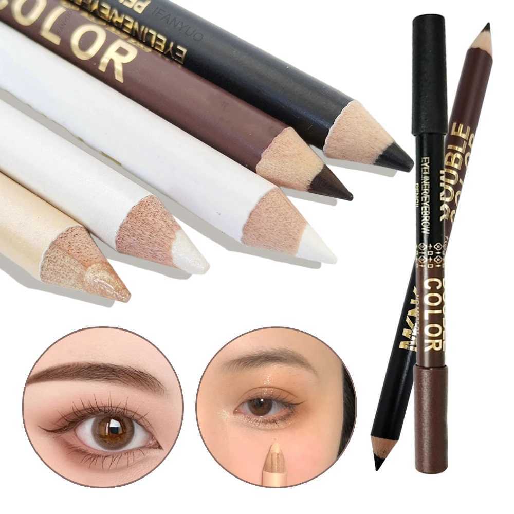 Double Headed Smooth Black Brown Eyeliner Eyebrow Pencil Lasting Waterproof Pearlescent Lying Silkworm Eyeshadow Stick Makeup H260328