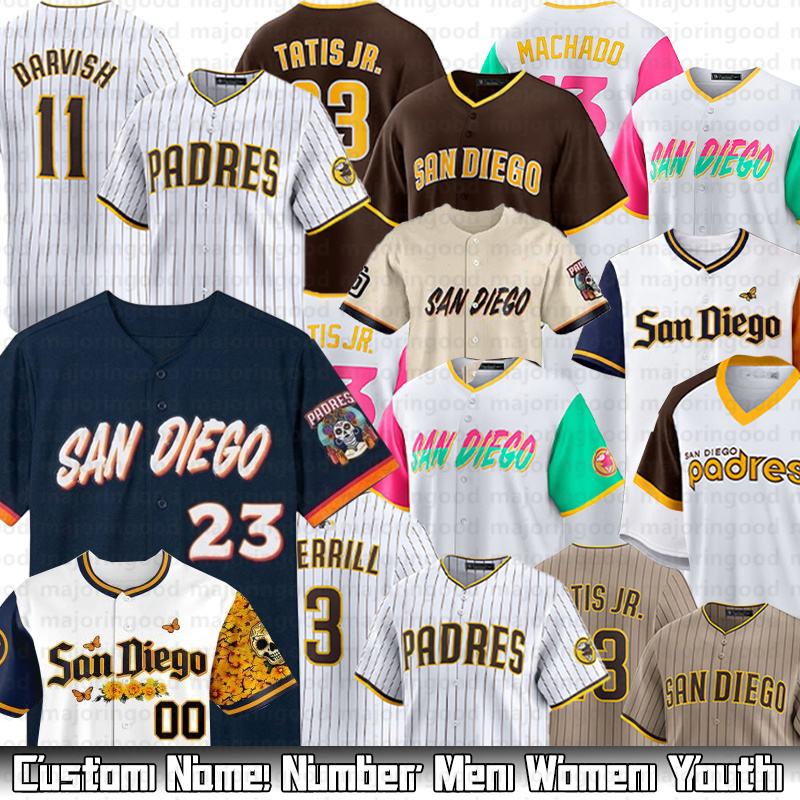 San Diegos city Padres Jersey 23 Fernando Tatis Jr. 13 Manny Machado Yu Darvish Xander Bogaerts Dylan Cease Robert Suarez Padres Baseball Jerseys