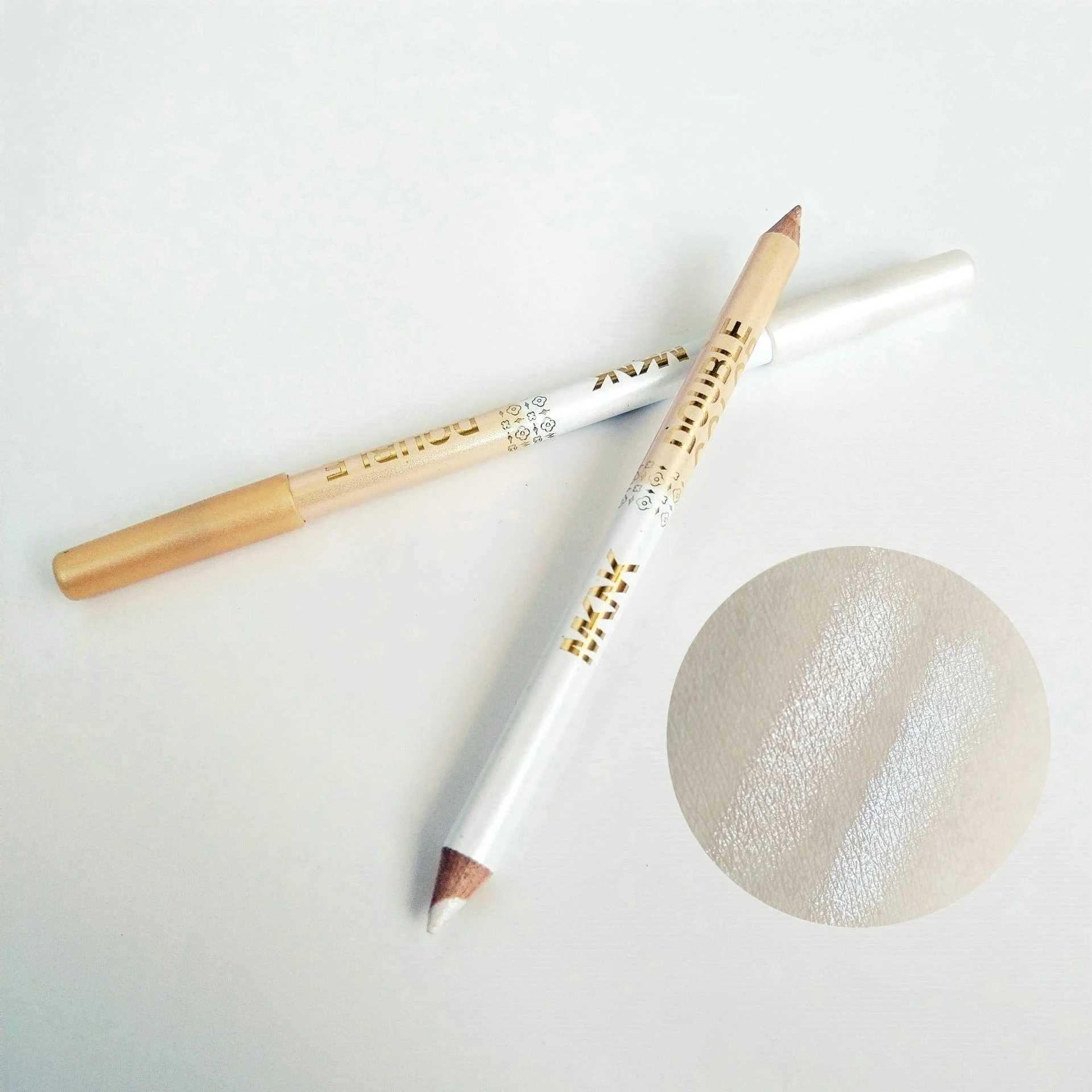 Two-Color Wooden Eyeliner Pencil Smooth Matte Black White Gel Eye Liner Pen Dual-use Pearlescent Silkworm Highlight Shadow Pen H260328