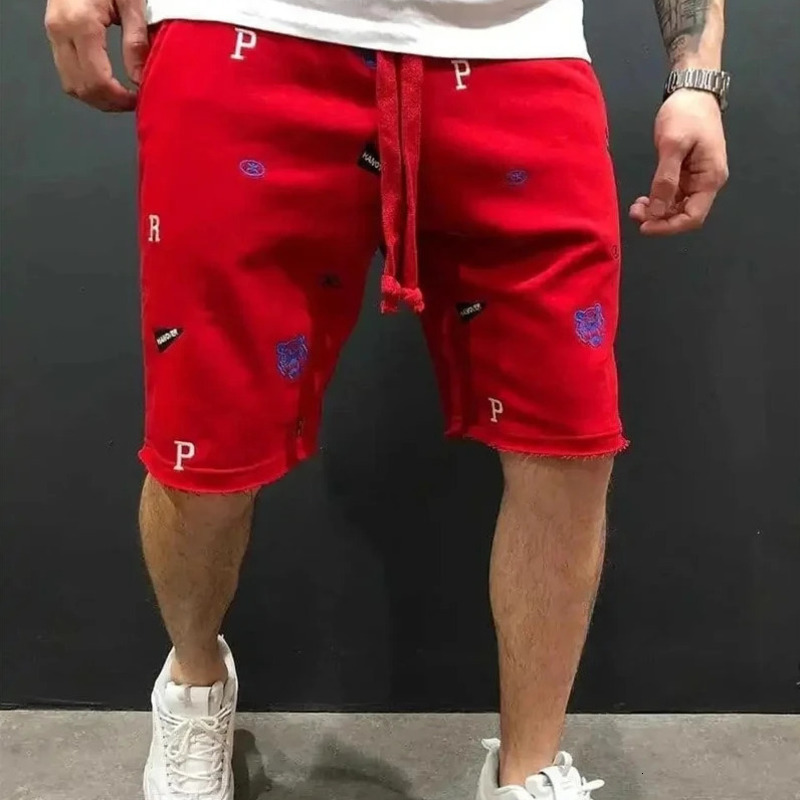 Men's Shorts Summer Shorts Relaxed Fit Cotton Breeches Bermuda Sports Shorts with Embroidery Lightweight for Daily Use Men's Clothing free s