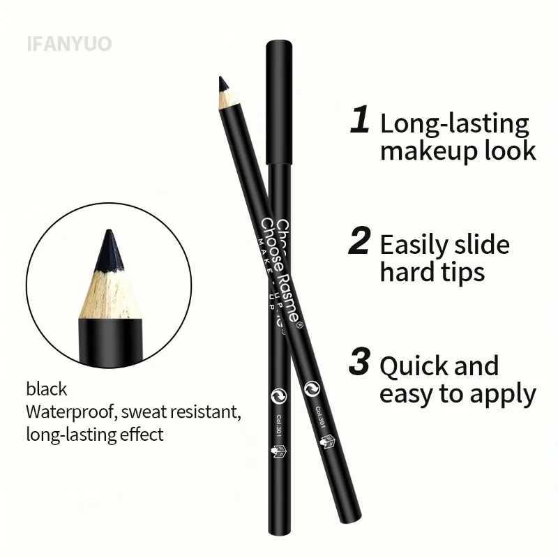 1/3Pc High Pigmented Eyeliner Pencil Black Wooden Eyeliner Eyebrow Pencil Hard Refill Smooth Black Long-Lasting Cosmetics Makeup H260328