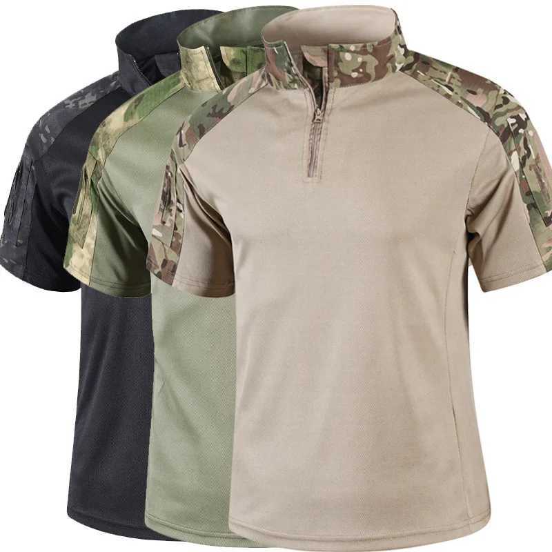Mens Tactical Shirt Short Sleeve Quick Dry Breathable Outdoor Training Military Frog Shirt American Camo Combat Fitness T-Shirt C260326