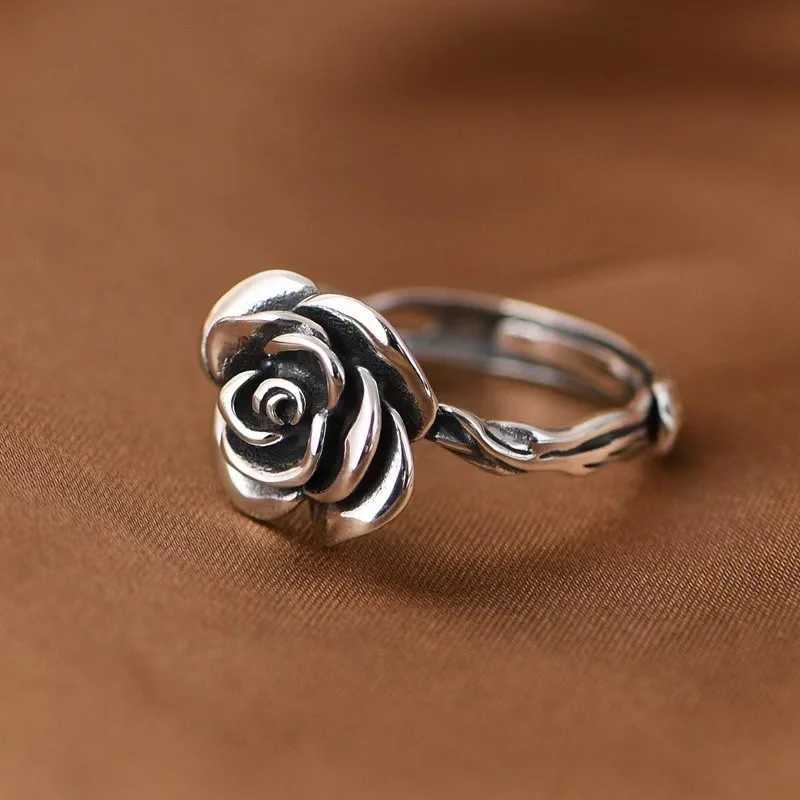 925 Sterling Silver Ring Vintage Rose Flowerfor Women Cassic Wedding Jewelry Silver Bands Fine Fashion Gift Party High Quality H260328