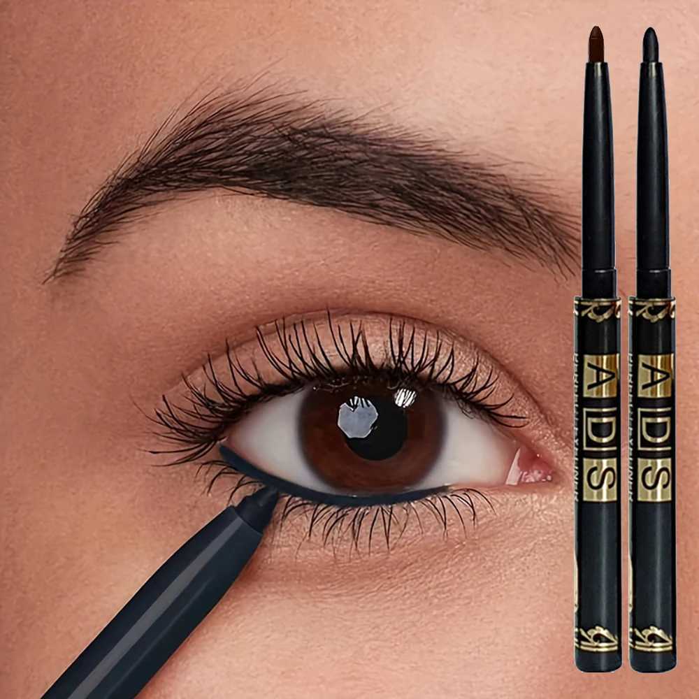 2Pcs Waterproof Black Brown Eyeliner Pencils-Smudge-Proof Long-Lasting Beginner-Friendly Smooth High Pigmented Punk Eye Makeup H260328