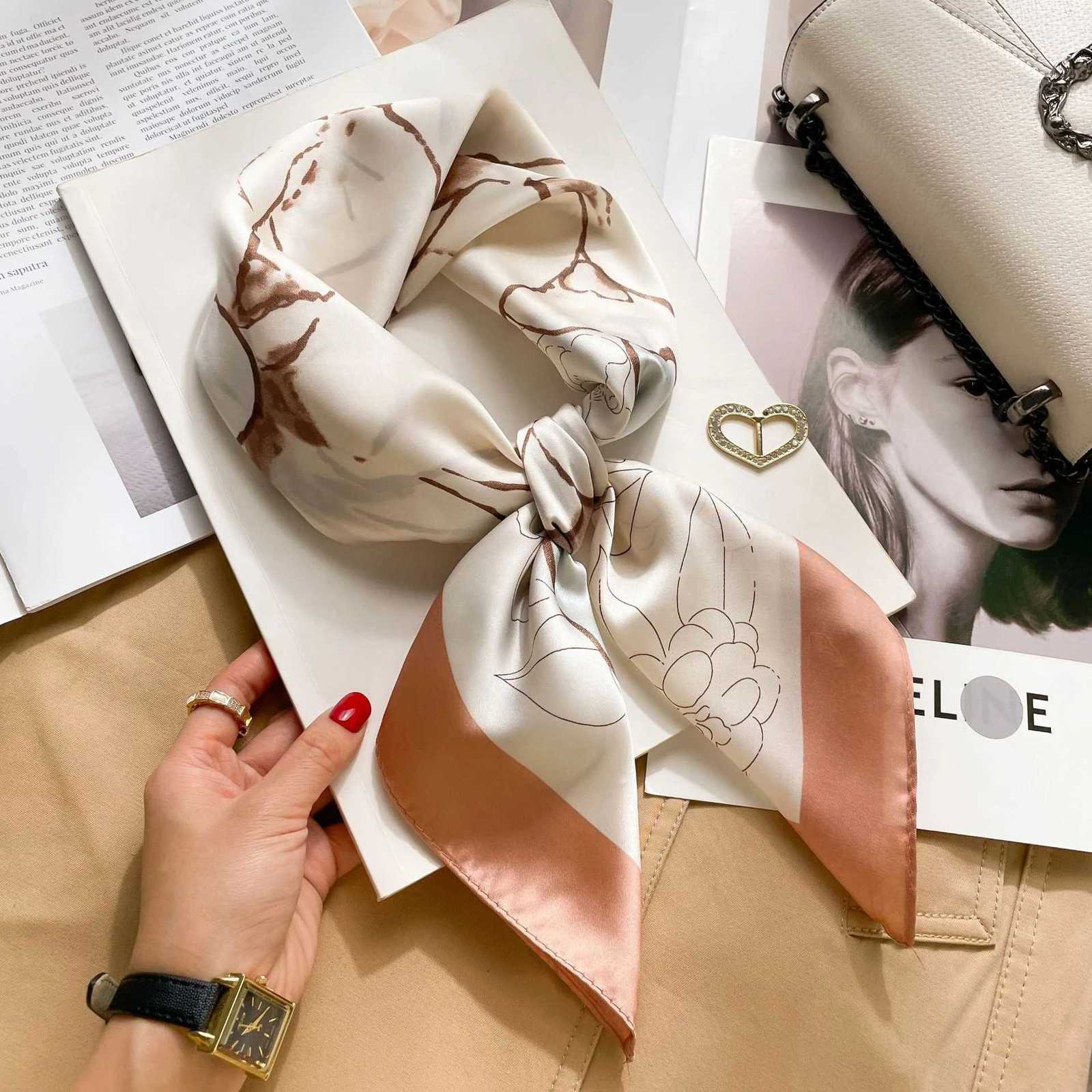 2026 New Fashion 70X70cmPrinted Scarf Wens Pashmina Silk Scarf Square Shawl Decorative band Neck Luxury Design Bandana X260328