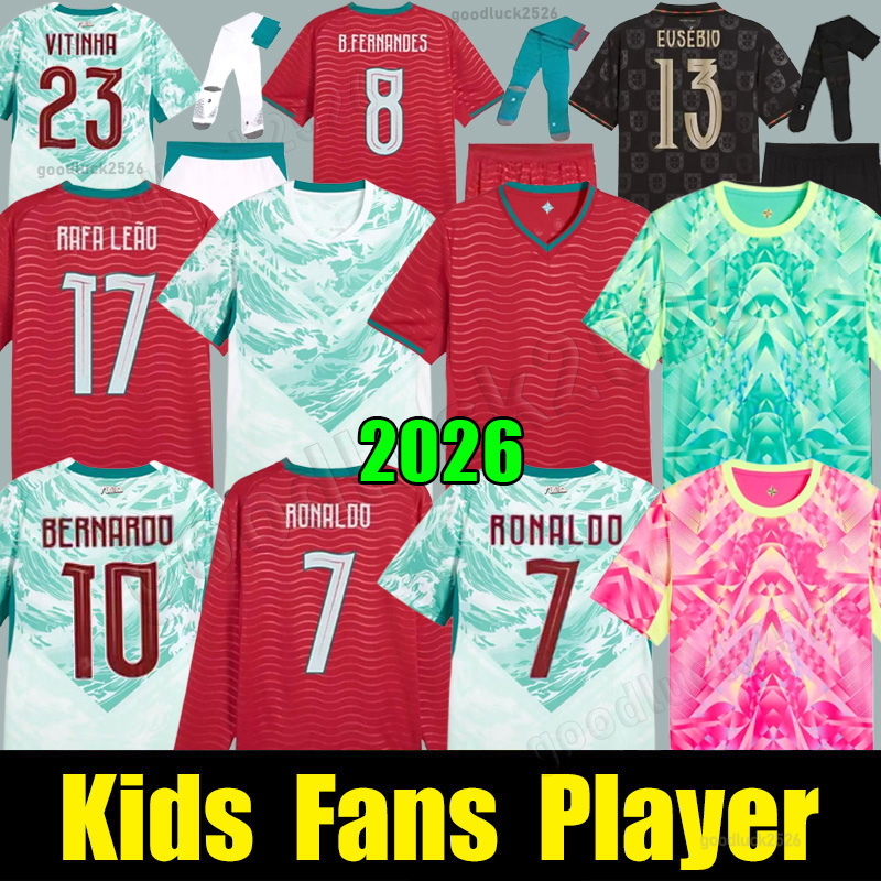 2026 JOAO FELIX RONALDO PortugalS soccer jerseys 26 27 B.FERNANDES RUNO VITINHA NEVES Bernardo Di J. JOAO CANCELO Portugal camisa de futebol Football Shirts Kids Kits