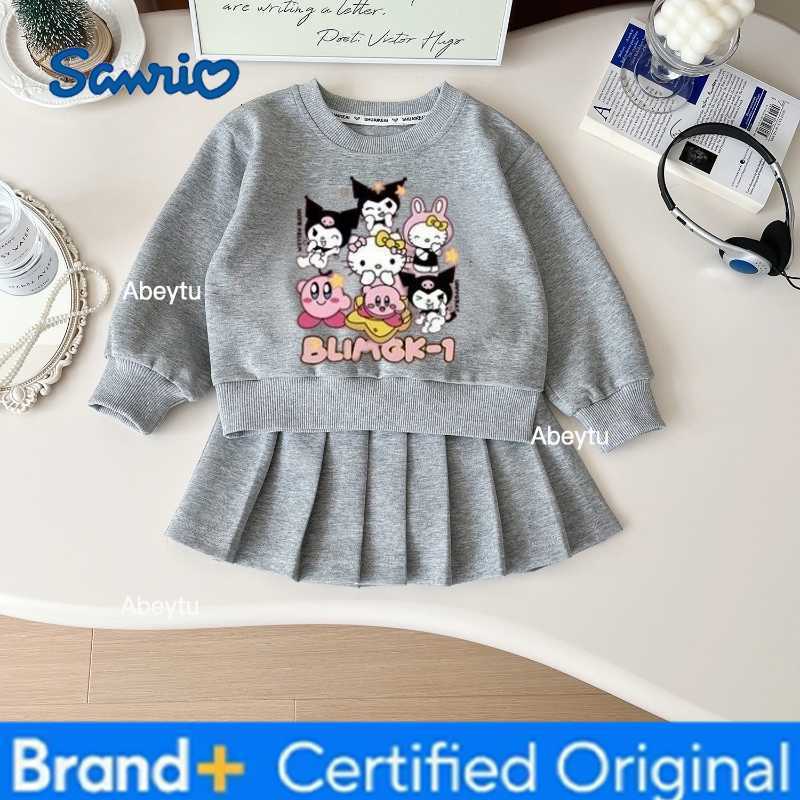 Sanrio Autumn Baby Girls Clothes Set Kid Hello Kitty Printed Sweatshirts Pullover TopPleated Skirt 2pc Children Preppy Style Tracksuit H2603281