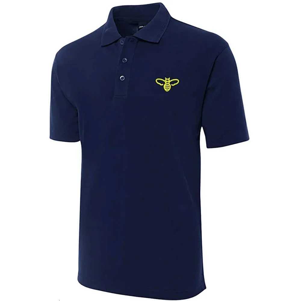 Lyprerazy Golf Shirt Cute Bee Embroidered Short Sleeve Polo Shirts Classic Embroidery Mens Polo Shirt C260326