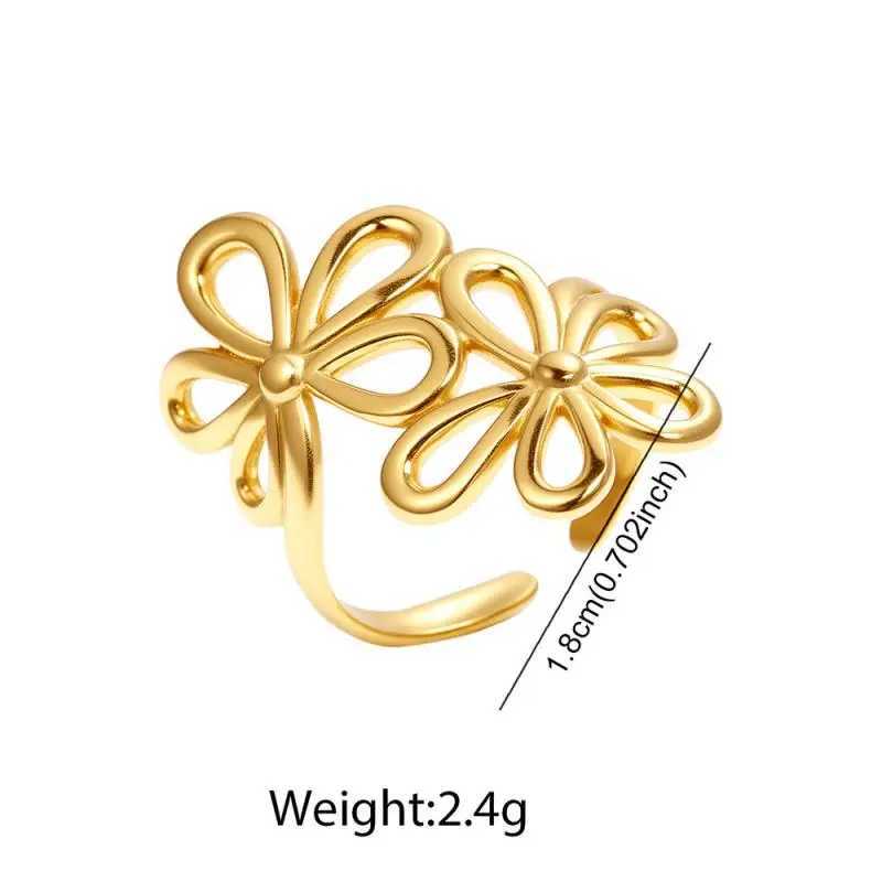 Stainless Steel Daisy Flower Rings for Women Men Vintage Irregular Flower Geometric Hollow Open Rings Trendy Charm Jewelry Gift H260328