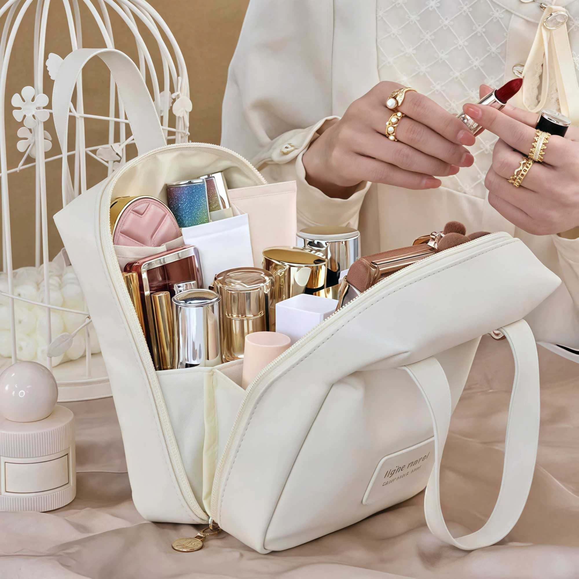 Portable large-capacity shell makeup bag waterproof makeup organizer bag high aesthetic value fashion makeup organizer bag D260328