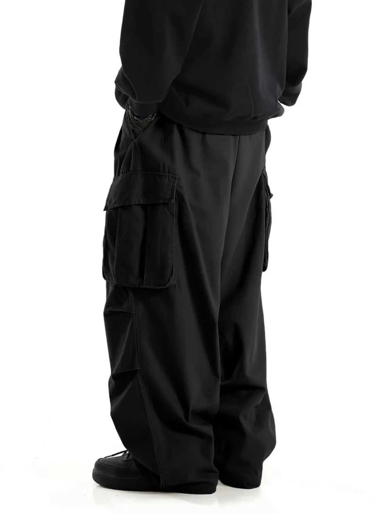 plus Size Mens Workwear Wide Leg Pants Loose Street Style Trendy Cargo Trousers M260328