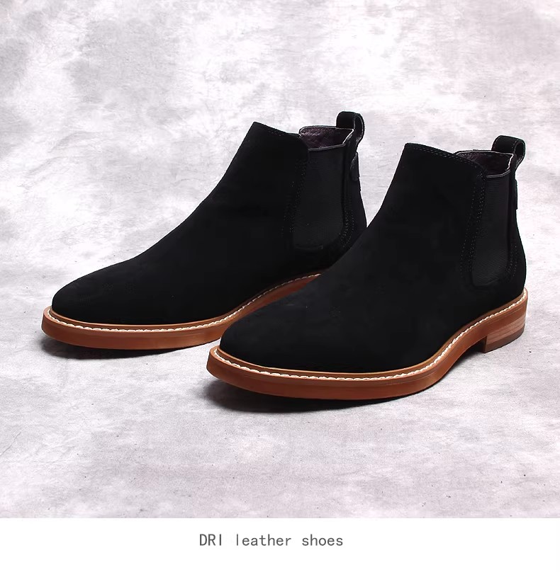 Men's Faux Suede Chelsea Boots High-Top Casual Retro British Style Warm Short Boots for Men