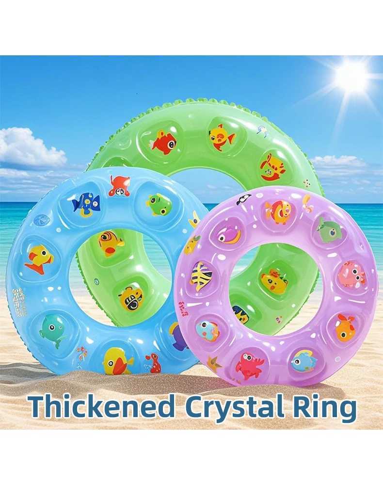 Cute Bee Print Inflatable Swimming Ring Cartoon Pattern Swim Tube Summer Beach Pool Float for Adult Kids Z260328