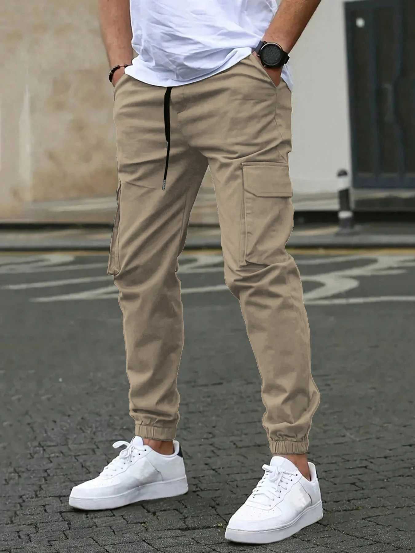 Mens High-Street Loose Straight Leg Workwear Trousers Sporty Casual Jacket Pants Streetwear Fashion Loose Fit Utility Pants M260328