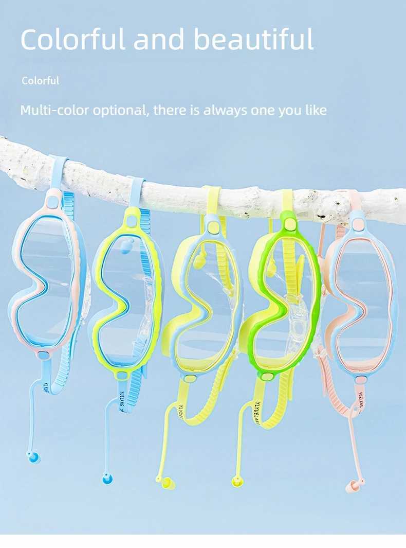 Kids Swimming Goggles for Boys Girls 3-15 Years - Big Frame HD View Anti-Fog No-Leak Comfortable Silicone Swim Goggles Z260328