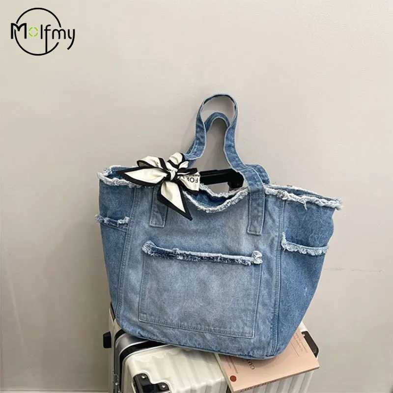 Denim Designer Bags Large Capacity Multifunctional Shoulder Bag Commuting High Quality Women Luxury Handbag Fashion Droshipping C260327
