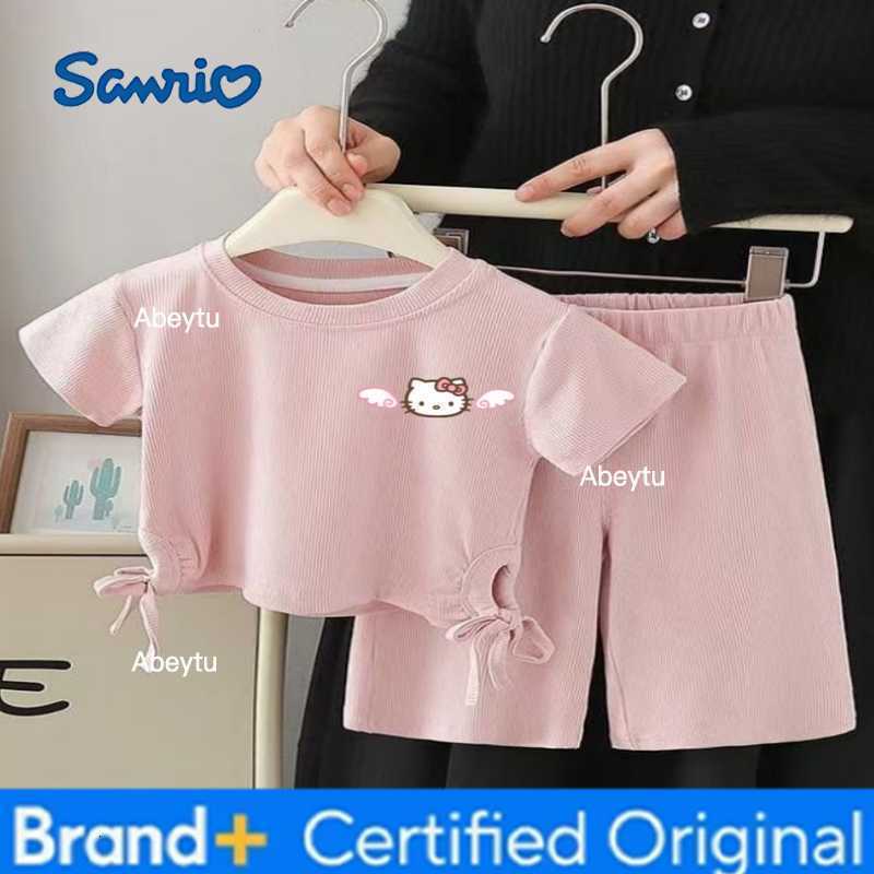 Sanrio Summer Baby Girls Ice Silk Clothes Set Kid Children Hello Kitty Printed Short Sleeve T-shirts Top and Shorts 2pcs Suit H2603281