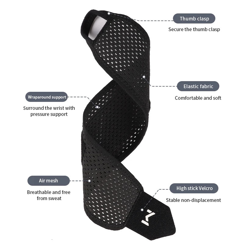 2pcs Adjustable Wrist Strap Sports Support Brace Black Weightlifting Wristband For Men Women Badminton Tennis Gym 260327