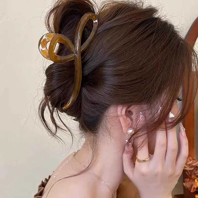 Elegant Jelly Color Bow Hair Claw For Women Girls Sweet Hair Ornament Back Headband Hair Clips Hairpin Fashion Hair Accessories H260328