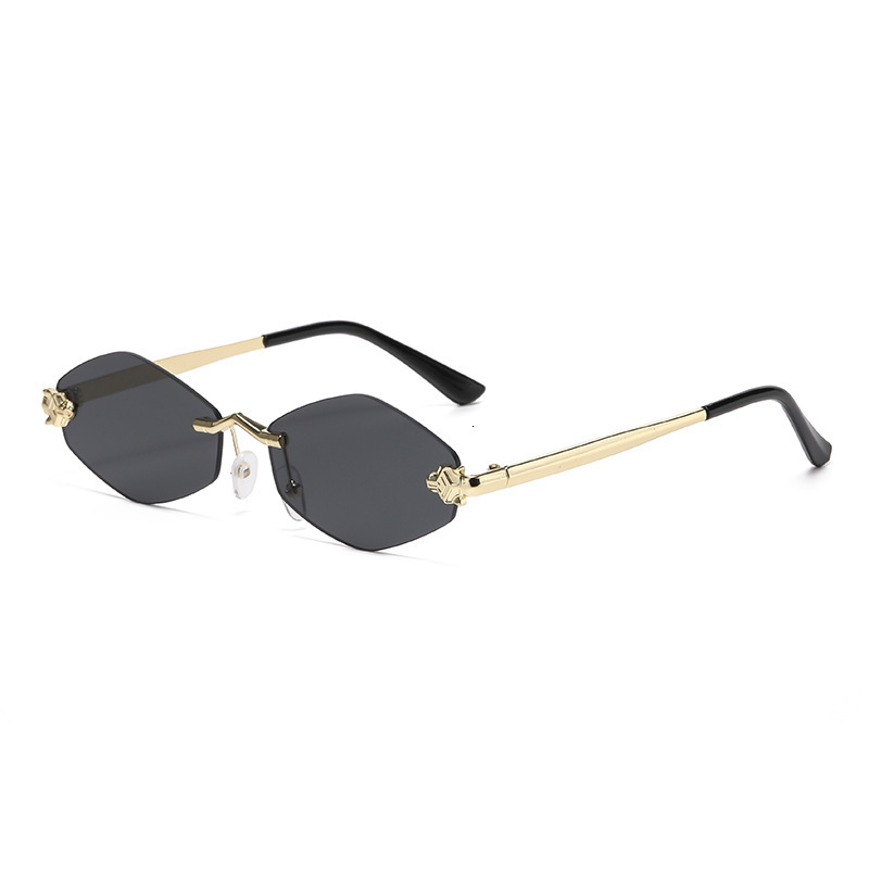 Free Shipping High Value Gold Rimless Oval Sunglasses for Women Minimalist Style UV Protection for Commute