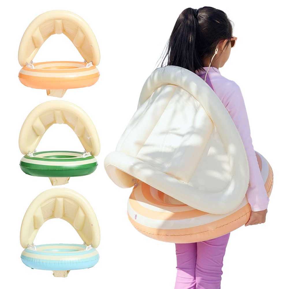 Baby Swimming Ring Inflatable Swim Ring with Detachable Sunshade Kids Seat Ring Leakproof Baby Pool for Kids Toddlers Z260328