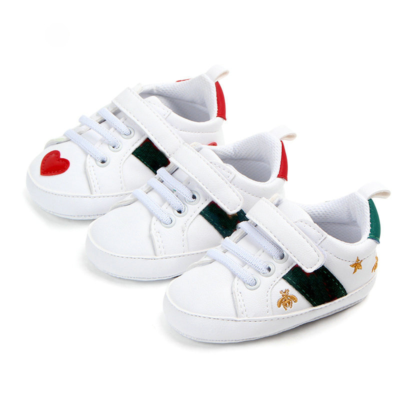 Baby Shoes Newborn Boys Girls First Walkers Kids Toddlers Lace Up PU Sneakers Prewalker White Shoes 0-1T