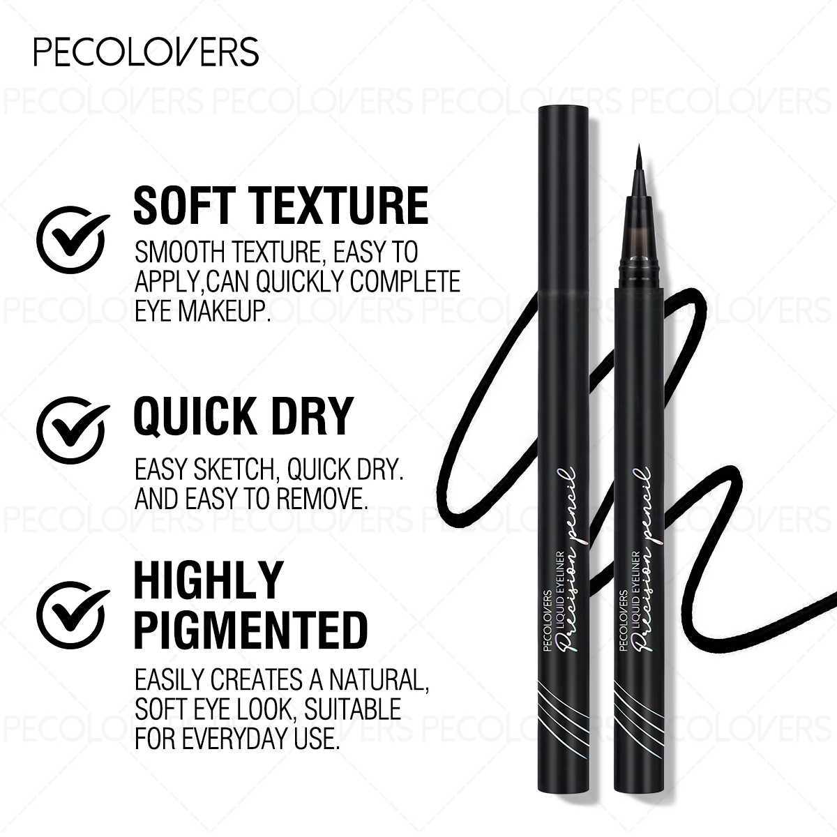 5PCS Smooth Liquid Eyeliner Tip-resistant Waterproof Quick-drying Soft Perfect for Precision and Dramatic Eye Appearance H260328