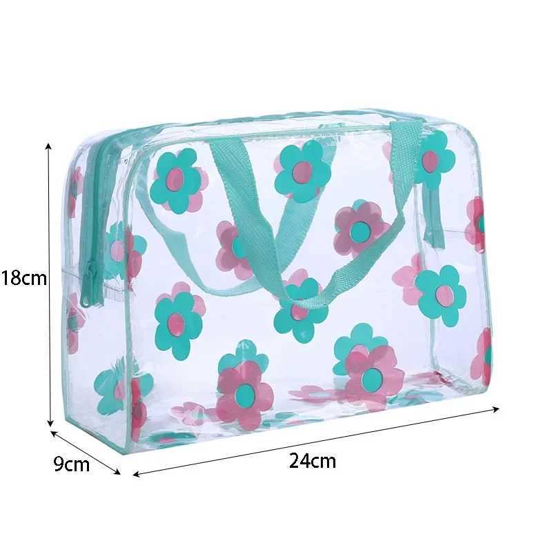 Transparent PVC Makeup Bags Portable Womens Floral Waterproof Cosmetic Bag Travel Washing Toiletry Shower Storage Pouches D260328