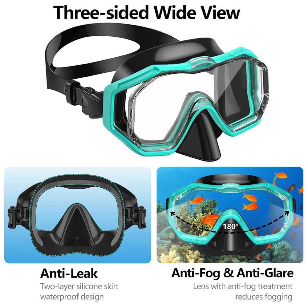 Kids Snorkel Mask 3 Windows Panoramic Wide View HD Three-Lens Adjustable Scuba Snorkeling Swimming Diving For Youth and Child Z260328