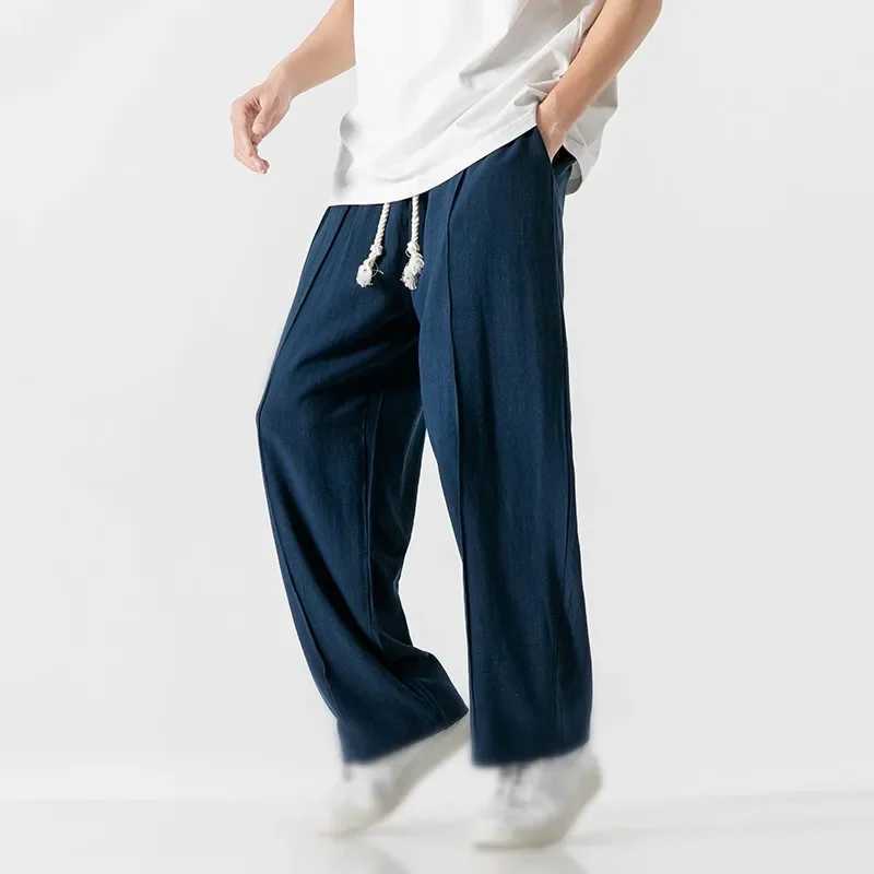White Solid Mens Wide Leg Casual Pants Fashion Japanese Style Man Trousers Baggy Large Size Male Pants Clothing M260328