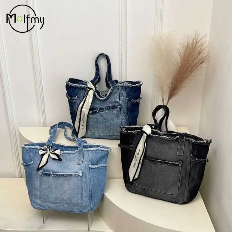 Denim Designer Bags Large Capacity Multifunctional Shoulder Bag Commuting High Quality Women Luxury Handbag Fashion Droshipping C260327