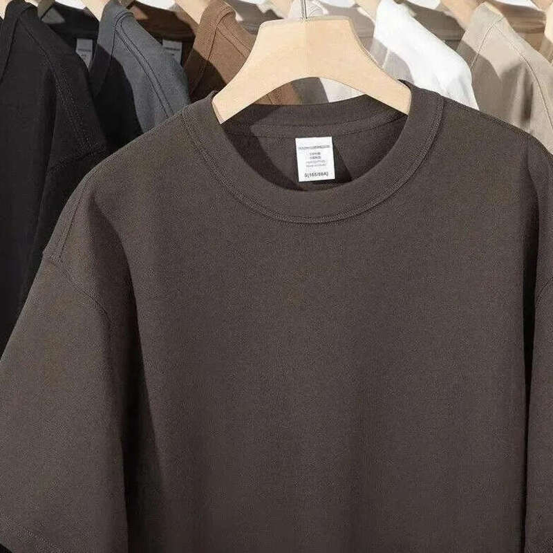 Black Tees Men's Cotton T-Shirts High-Quality Solid Color Summer Tees Unisex Blank Shirts for Men Men's Clothing Outdoor Recreation