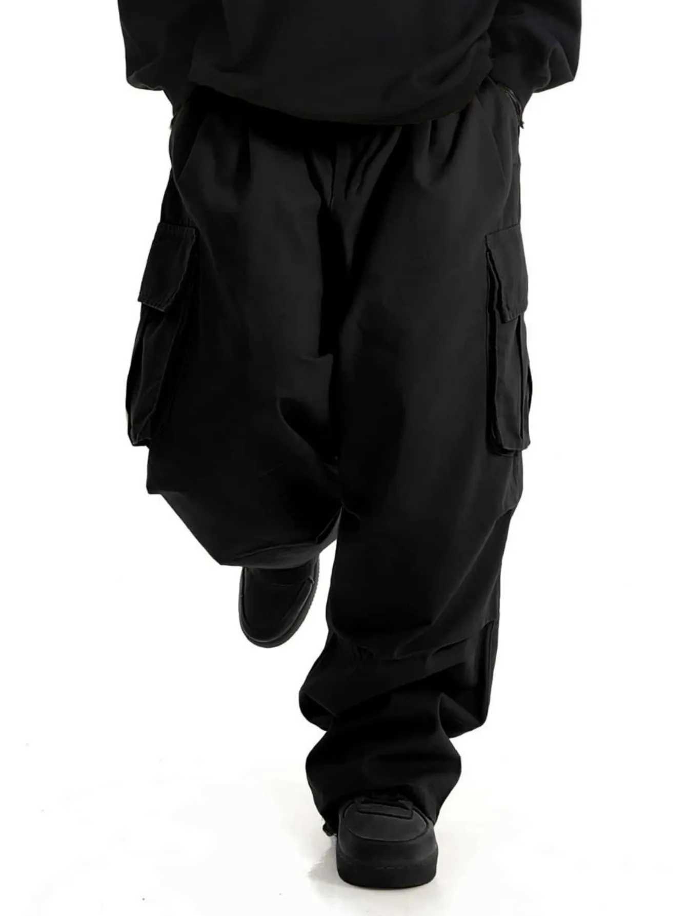 plus Size Mens Workwear Wide Leg Pants Loose Street Style Trendy Cargo Trousers M260328