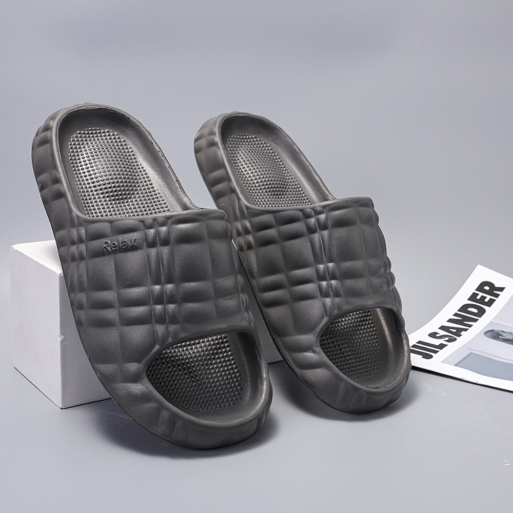 Slides Couple Ultra Light Trendy Fashion Gifts Plaid Pattern EVA Slippers Summer Outdoor Sandals Fashionable Non Slip Solid Slide 2502A - view 3