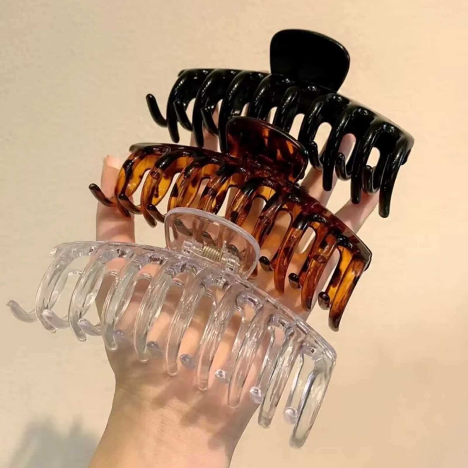 1PC Large Hair Claw Clips 4 -Piece Tortoise and Transparent Styles Fashionable Hair Accessories Ideal for Daily Casual Loo H260328