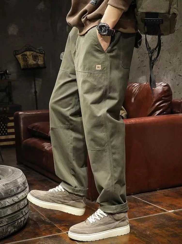 Vintage Y2k Straight Casual Cargo Pants Men Wide Leg Work Military Tactical Long Trousers 2024 M260328