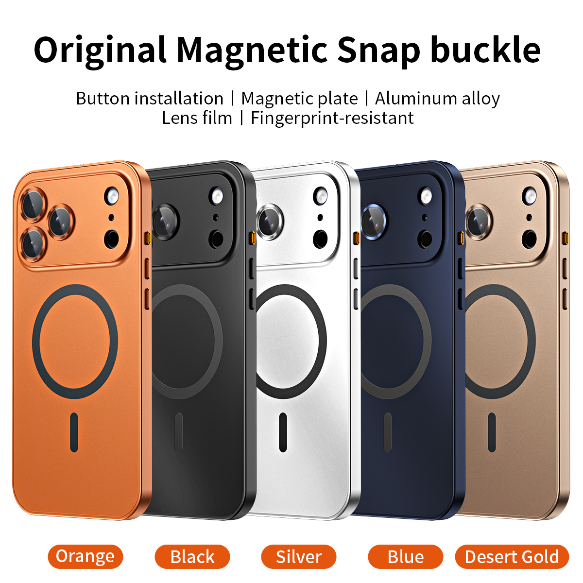 Magnetic Aluminum Bumper Case for iPhone 17 17 Air 17 Pro Max, Metallic Finish PC Back with Built-in Glass Lens Protector, MagSafe Compatible