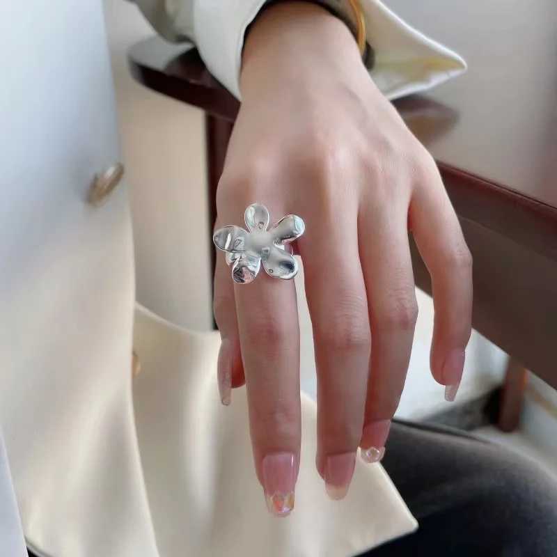 925 Sterling Silver Exaggerated Big Flower Adjustable Rings For Women Luxury Quality Jewelry Accessories Wholesale Jewellery H260328