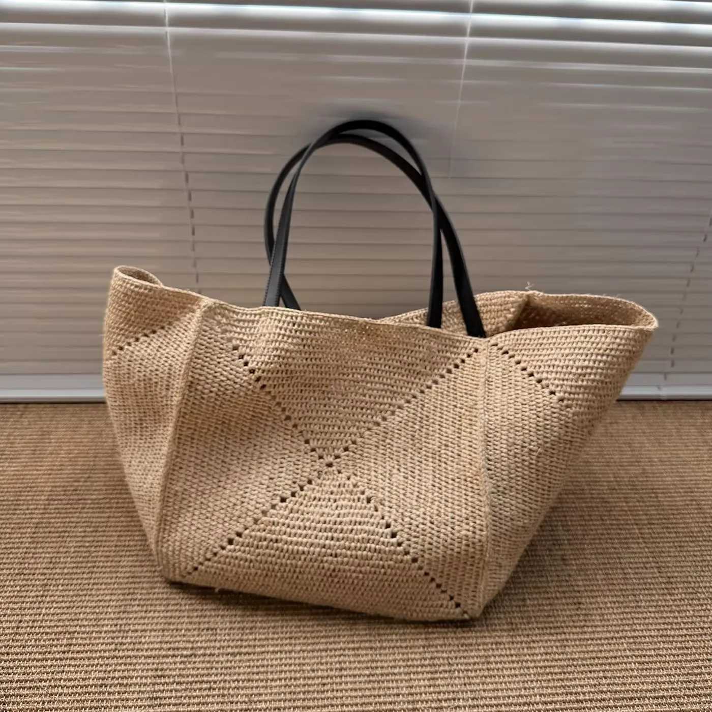 Oversized large Raffia straw tote bag women handmade summer beach woven handbag natrual 2026 spring new C260327