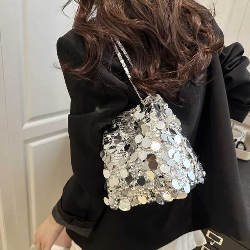 Party Elegant Sequin Shiny Evening Banquet Bag for Women Fashion Shoulder Bag Handheld Large Capacity Crossbody Bag with Chain C260327