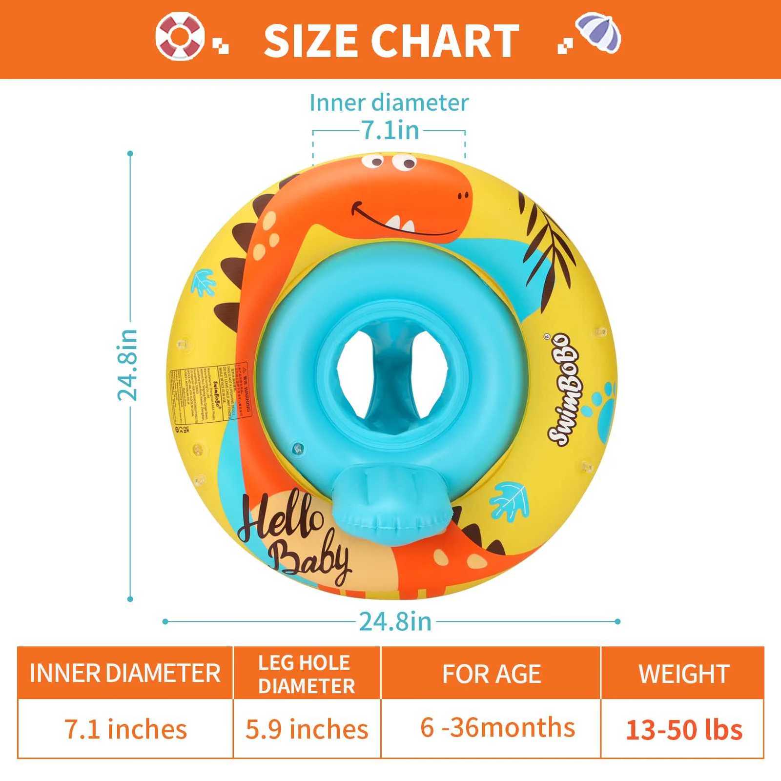 Swimbobo New Style Child Inflatable Dinosaur Cute Swimming Seat Boat Floating Water Toy Baby Swim Rings Pool Float With Canopy Z260328