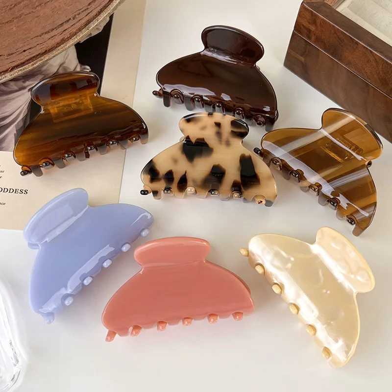 Fashion Acetate Leopard Print Hair Claws Geometric Crab Shape Clamp Styling Hair Clips for Women Girls Solid Hairpins Headdress H260328