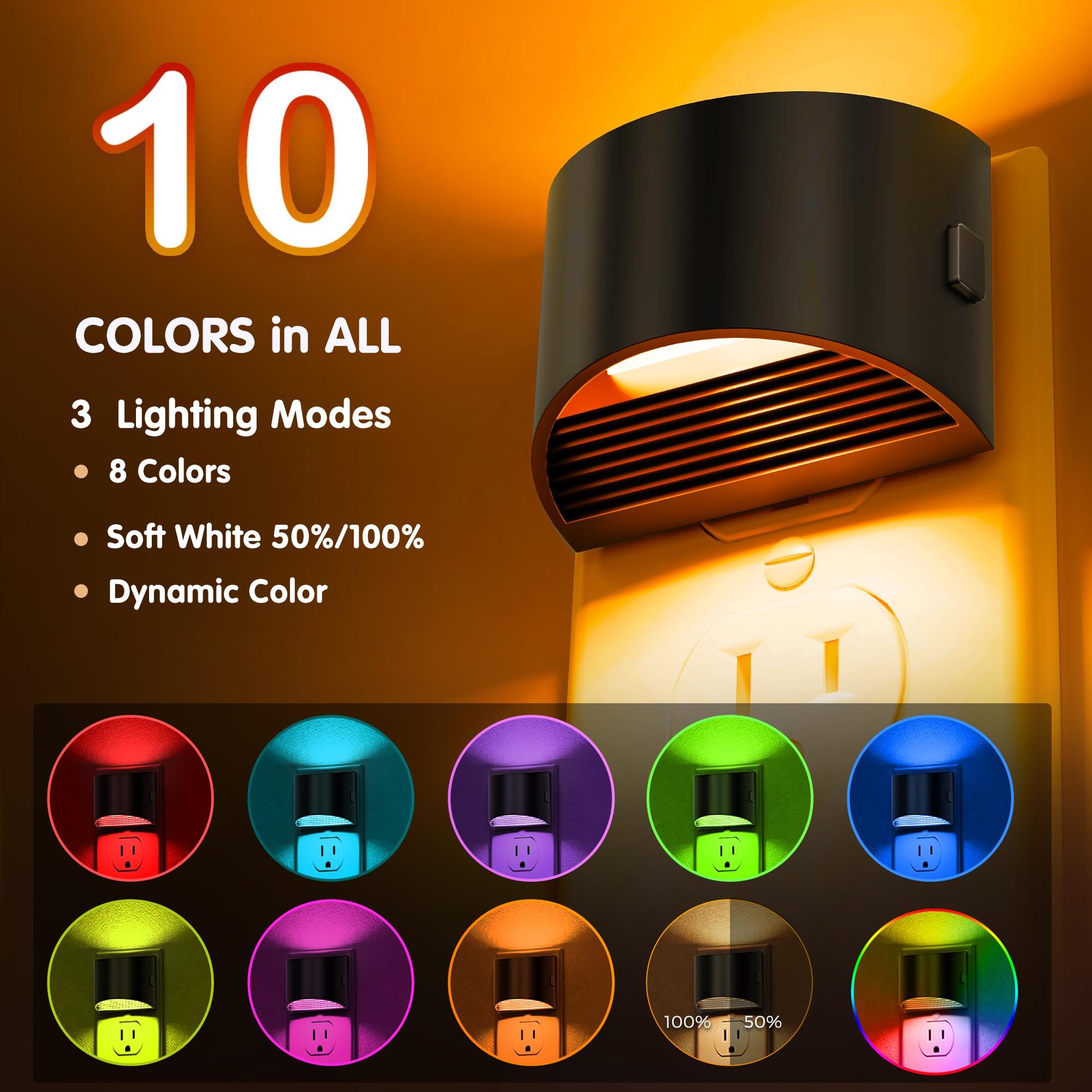 Plug in RGB Color Changing Up Down Glow Motion Sensor Night Light for Bedroom