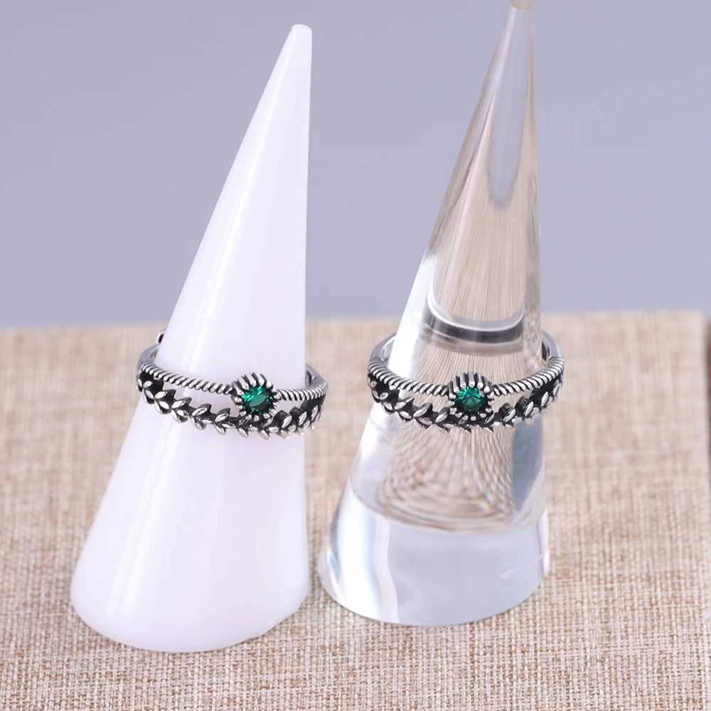 VENTFILLE 925 Sterling Silver Green Diamond Zirconia Ring with For Women Gift Ear Of Wheat Vintage Jewelry Accessories Wholesale H260328