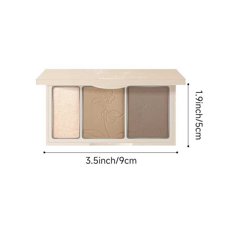3-In-1 Contouring Powder - Easy To Blend Highlight And Contour Palette Ultra-Fine And Long-Lasting Complexion-Enhancing Shade H260328