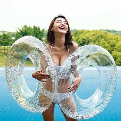Transparent Glitter Pool Foats Swimming Ring Adult Children Inflatable Pool Tube Giant Float Boys Girl Water Fun Toy Swim laps Z260328