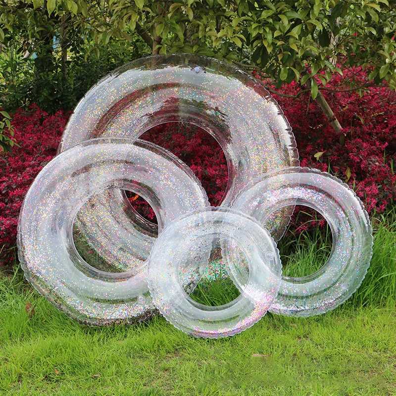 Transparent Glitter Pool Foats Swimming Ring Adult Children Inflatable Pool Tube Giant Float Boys Girl Water Fun Toy Swim laps Z260328